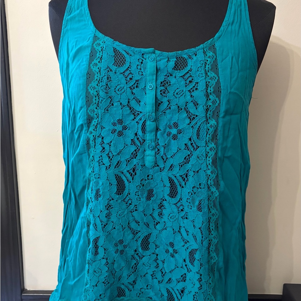 Aeropostale Turquoise Lace Tank Top